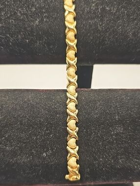 FCL Italy 14K Yellow Gold XO Hugs Kisses Link Bracelet Womens Size 7 Gold 8.5g